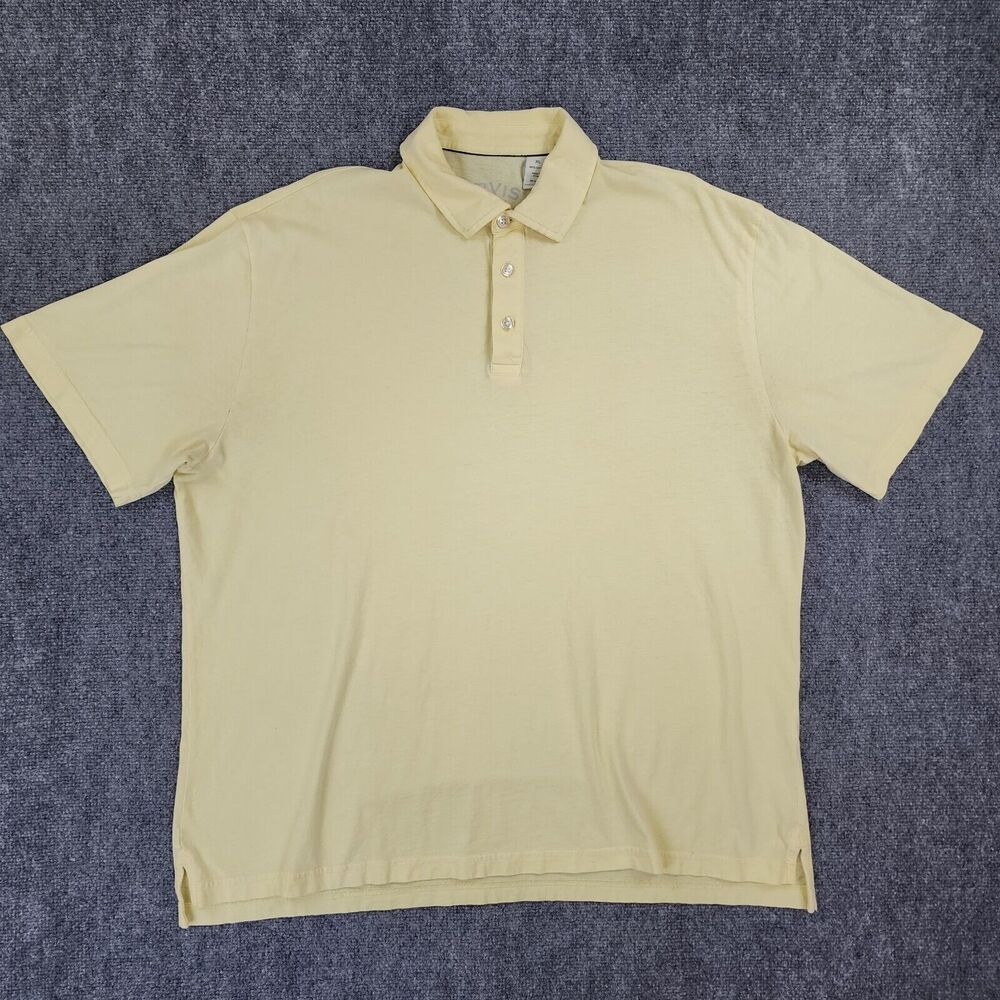 Orvis Shirt Mens XL Yellow Polo Short Sleeve Casual Cotton Performance Outdoor